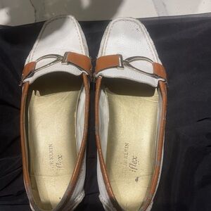 Anne Klein White and Tan Loafers 8,5